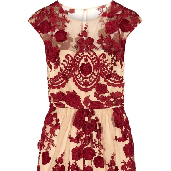 marchesa notte red lace dress
